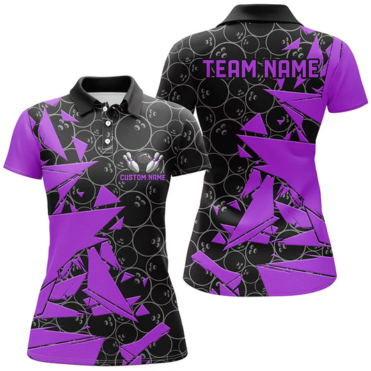 Maxcorners Bowling And Pins Pattern Bowlers Multicolor Option Customized Name 3D Shirt For Women
