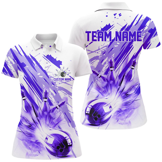 Maxcorners Bowling And Pins Strike Multicolor Option Customized Name 3D Shirt For Women