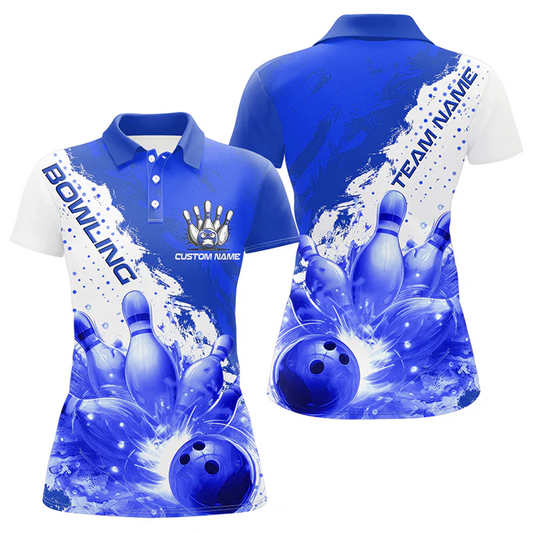 Maxcorners Bowling And Pins Flame Strike Multicolor Option Customized Name 3D Shirt For Women