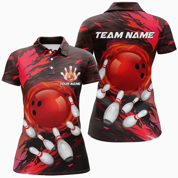Maxcorners Bowling Ball & Pins Maximum Motivation Multicolor Option Customized Name 3D Shirt For Women