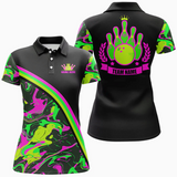 Maxcorners Bowling Ball & Pins Camo Pattern Multicolor Option Customized Name 3D Shirt For Women
