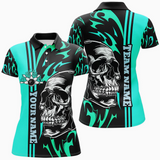 Maxcorners Bowling Ball And Pins Flame Skull Multicolor Option Customized Name 3D Shirt For Women