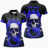 Maxcorners Bowling Ball And Pins Skull Multicolor Option Customized Name 3D Shirt For Women