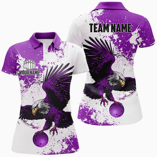 Maxcorners Bowling Eagle Multicolor Option Customized Name 3D Shirt For Women