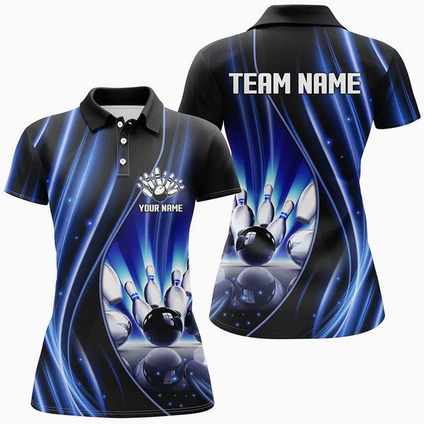 Maxcorners Bowling Lightning Multicolor Option Customized Name 3D Shirt For Women