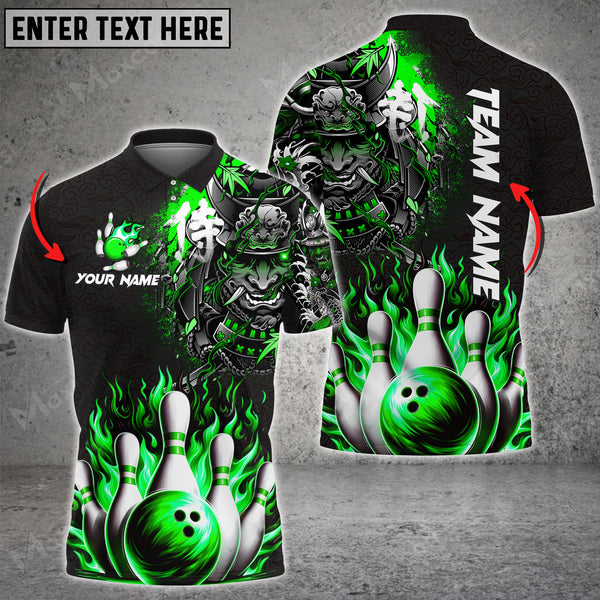 Maxcorners Bowling Samurai Warrior Madness Multicolor Option Customized Name 3D Shirt (6 Colors)