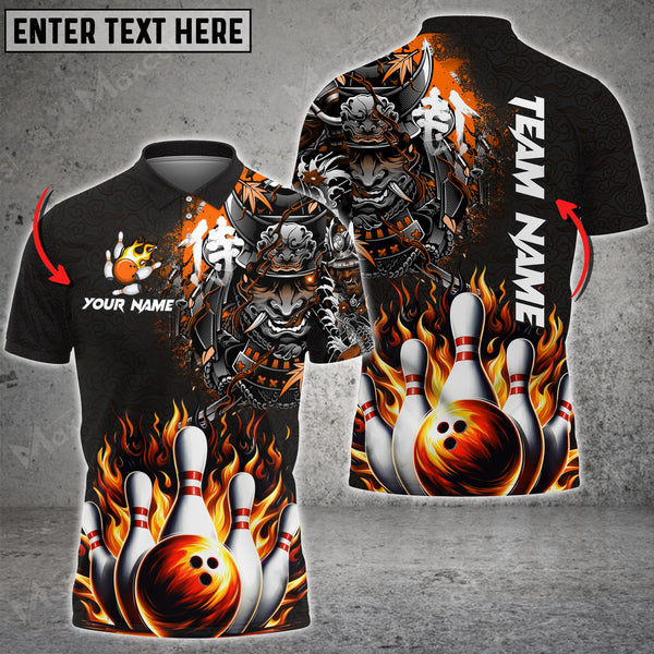 Maxcorners Bowling Samurai Warrior Madness Multicolor Option Customized Name 3D Shirt (6 Colors)