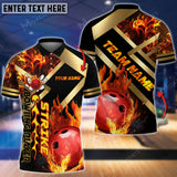 Maxcorners Bowling Ball & Pins Magic Collision Multicolor Option Customized Name 3D Shirt (4 Colors)