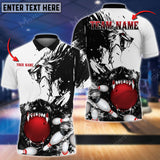 Maxcorners Bowling Ball & Pins Bloodthirsty Old Wolf Multicolor Option Customized Name 3D Shirt (4 Colors)