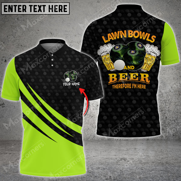 Maxcorners Lawn Bowls Pattern Multicolor Option Customized Name 3D Shirt (4 Colors)