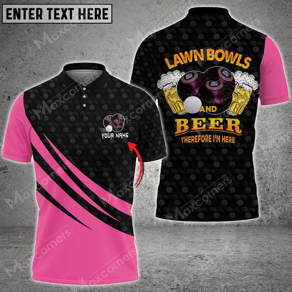 Maxcorners Lawn Bowls Pattern Multicolor Option Customized Name 3D Shirt (4 Colors)