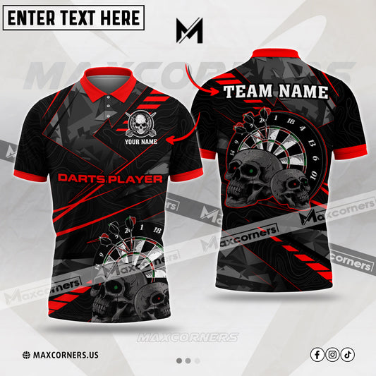 Maxcorners Darts Cool Skull Multicolor Option Customized Name 3D Shirt