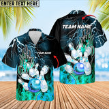 Maxcorners Bowling Thunder And Fire Pro Multicolor Option Customized Name Hawaiian Shirt (5 Colors)