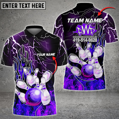 Maxcorners Bowling Thunder And Fire Pro Multicolor Option Customized Name 3D Shirt KH