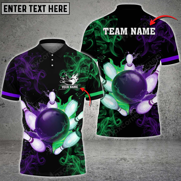 Bowling Ball And Pins Equal Battle Multicolor Option Customized Name 3D Shirt (4 Colors)