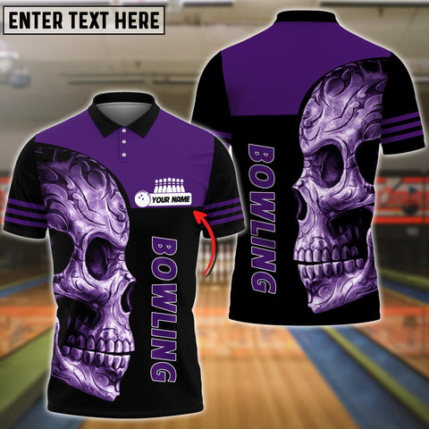 Maxcorners Bowling Purple Skull Classic Customized Name 3D Shirt
