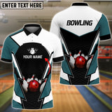 Maxcorners Blue Navy Bowling Premium Customized Name 3D Shirt