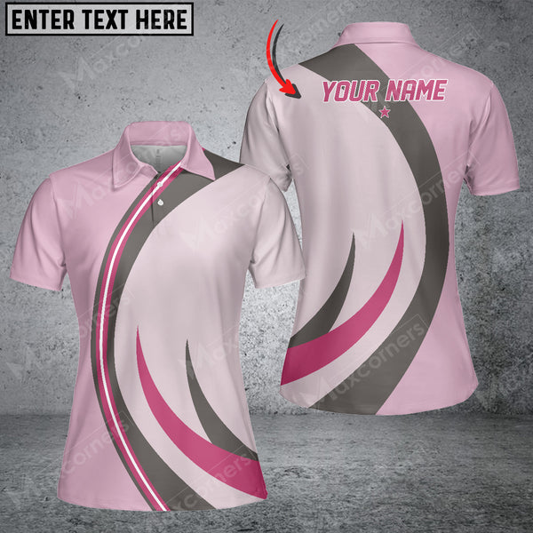 Maxcorners Seamless Pattern Pink Bowling Premium Customized Name 3D Shirt For Women KH
