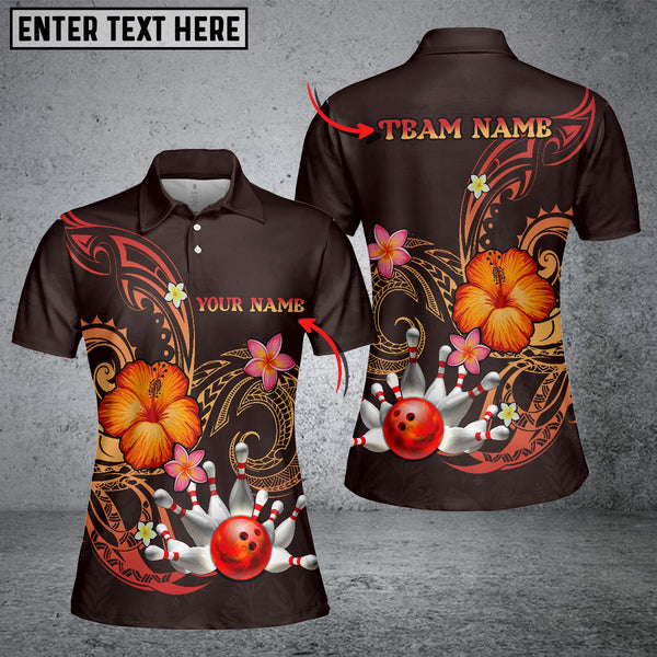 Maxcorners Bowling Ball And Pins Flower Pattern Premium Customized Name 3D Shirt For Women
