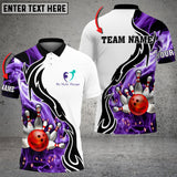 Maxcorners Bowling Smoke Pattern Customized Name & Logo Polo Shirt