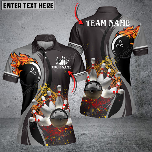 Maxcorners Bowling And Pins Water Flow Multicolor Option Customized Name 3D Shirt