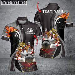 Maxcorners Bowling And Pins Water Flow Multicolor Option Customized Name 3D Shirt