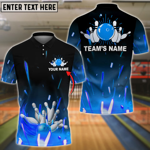 Maxcorners Blue Flame Bowling Classic Personalized All Over Printed Shirt