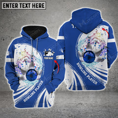 Maxcorners Bowling Ball Crashing The Pins Water Pattern Multicolor Option 3D Custom Name Shirt