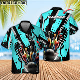 Maxcorners Bowling Ball And Pins Eagle Wings Multicolor Option Customized Name Hawaiian Shirt (6 Colors)