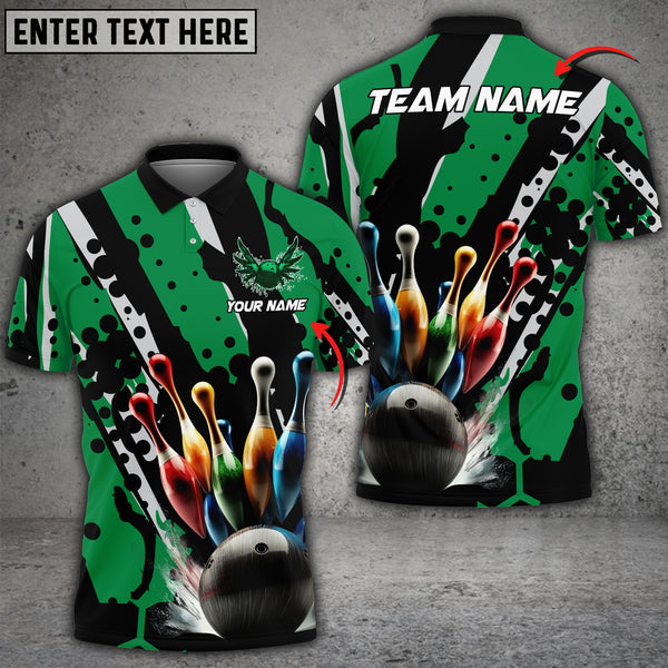 Bowling Ball And Pins Eagle Wings Multicolor Option Customized Name 3D Shirt (6 Colors)
