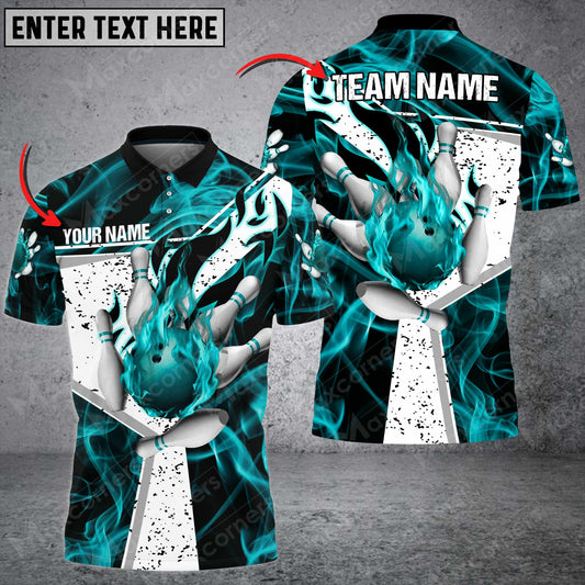 Maxcorners Bowling Fire Destroys Darkness Multicolor Option Customized Name 3D Shirt (5 Colors)