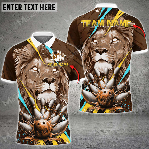 Maxcorners Bowling Ball & Pins Legend Of The Lion King Multicolor Option Customized Name 3D Shirt (4 Colors)