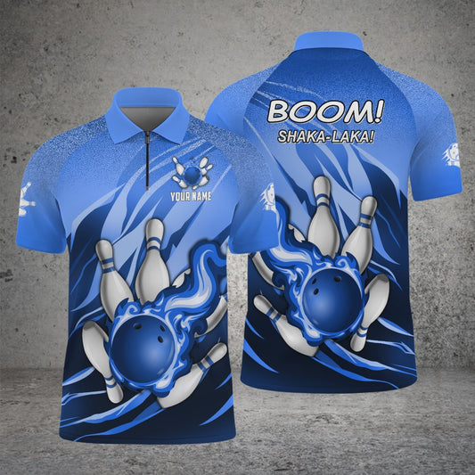Maxcorners Bowling Ball And Pins Fire Storm Customized Name 3D Shirt for David