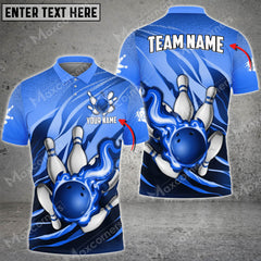 Bowling Ball And Pins Fire Storm Multicolor Option Customized Name 3D Shirt (6 Colors)