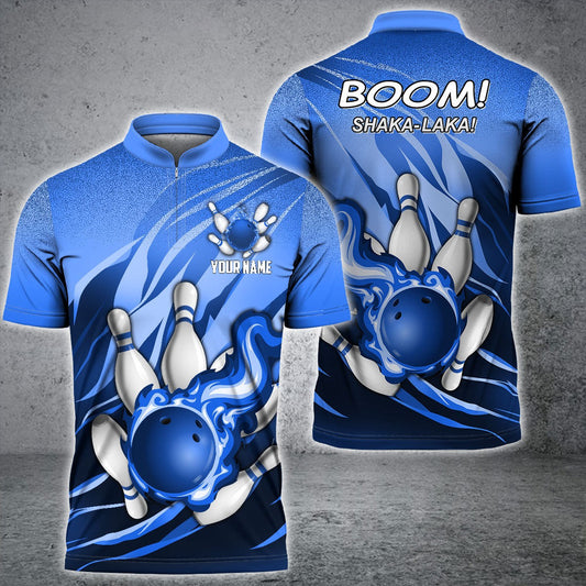 Maxcorners Bowling Ball And Pins Fire Storm Customized Name 3D Shirt for David