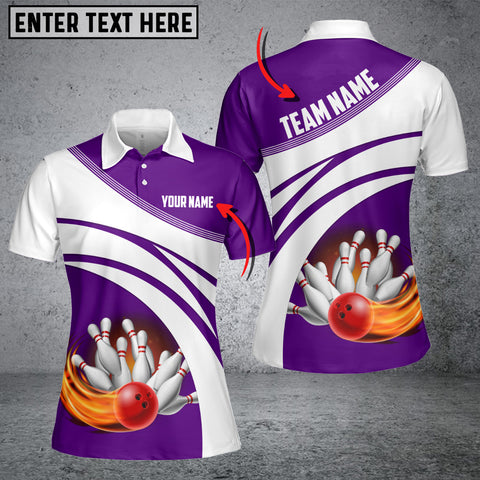 Maxcorners Purple Bowling Ball Premium Customized Name 3D Shirt For Women