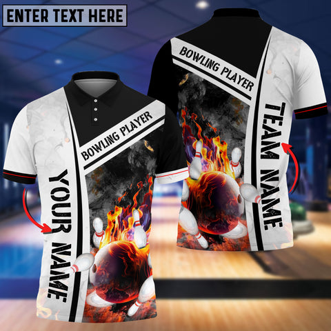 Maxcorners Bowling And Pins Lava Pattern Customized Name 3D Shirt
