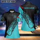 Maxcorners Cyan Bowling Strike Personalized All Over Printed Shirt For Women