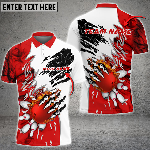 Maxcorners Bowling And Pins Plame Monster Hand Premium Multicolor Option Personalized Name 3D Shirt