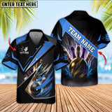 Maxcorners Bowling And Pins Premium Multicolor Option Customized Name Hawaiian Shirt