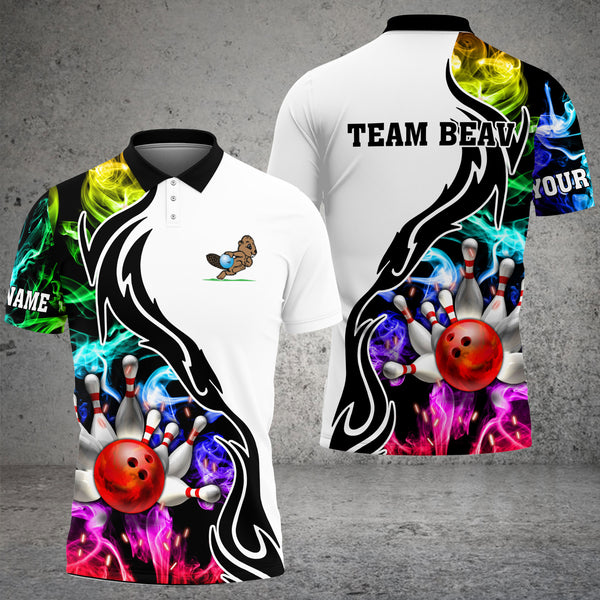 Maxcorners Bowling And Pins Team Beav Customized Name 3D Shirt