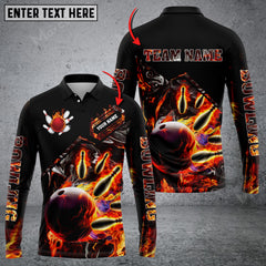 Maxcorners Volcanic Rock Bowling And Pins Multicolor Option Customized Name Long Sleeve 3D Shirt