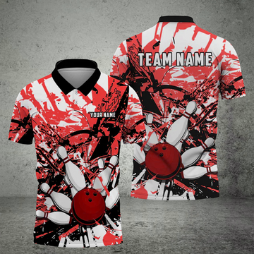 Maxcorners Bowling And Pins Troubled Art Multicolor Option Customized Name 3D Shirt