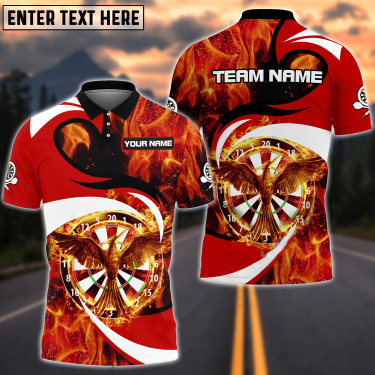 Maxcorners Flaming Phoenix Darts Multicolor Option Personalized Name 3D Shirt