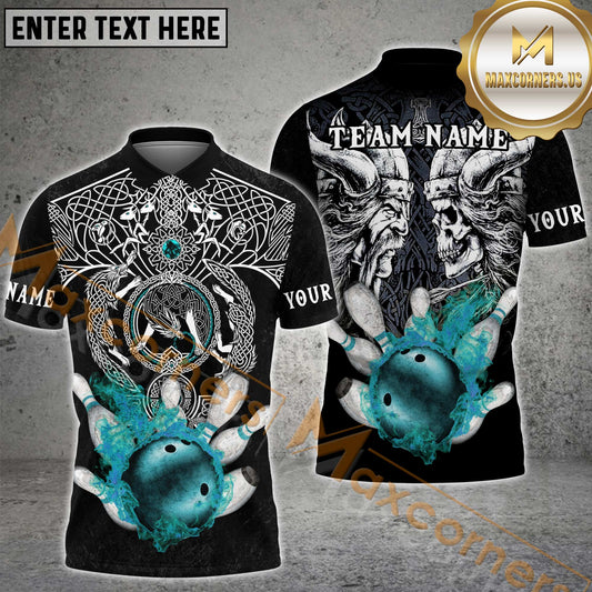 Maxcorners Viking With Skull Bowling Jersey Multicolor Options Personalized Name, Team Name 3D Shirt