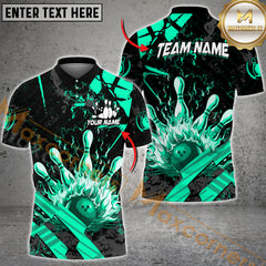 Maxcorners Grunge Bowling Jersey Multicolor Options Personalized Name, Team Name 3D Shir