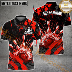 Maxcorners Grunge Bowling Jersey Multicolor Options Personalized Name, Team Name 3D Shir
