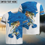 Maxcorners Customize Name Bass Fishing Blue Water 3D Shirts