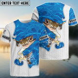 Maxcorners Customize Name Walleye Fishing Blue Water 3D Shirts