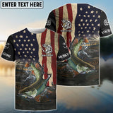 Maxcorners Musky Fishing American Flag Patriotic Customize Name 3D Shirts